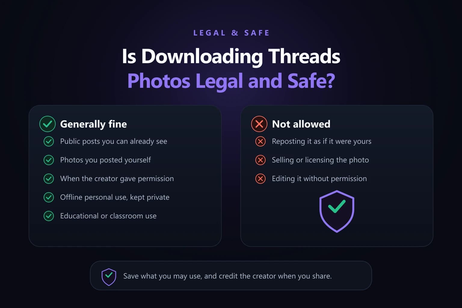 Is Downloading Threads Pictures Legal and Safe? Comparison of what is generally fine to download from Threads against what copyright does not allow when saving someone else's photo